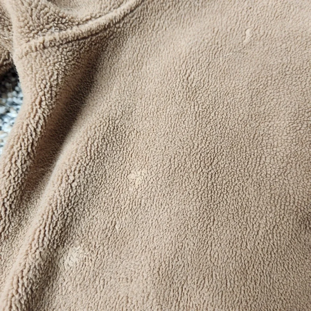 32 Degrees Heat Mens Medium Tan Brown Fleece Snap Button Pullover Sweater Pocket